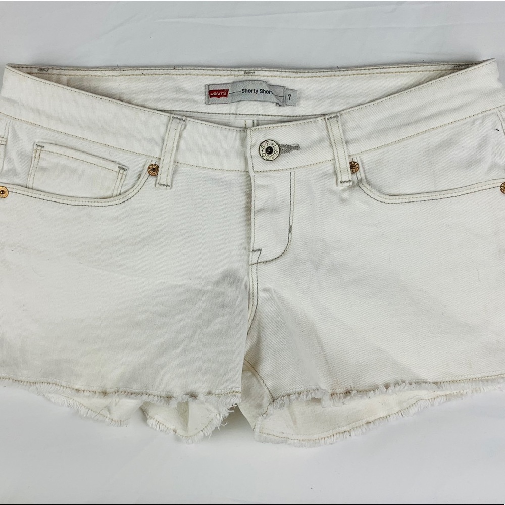 Levi’s White Denim Stretch Shorty Shorts Size 7